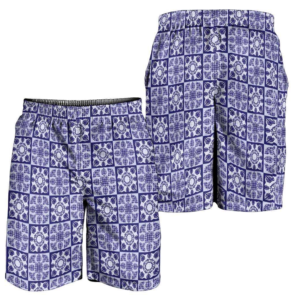Polu Palaka Quilt Hawaii Shorts for Men Hawaiian Tropical Monstera Sea Turtle LT14 - Polynesian Pride