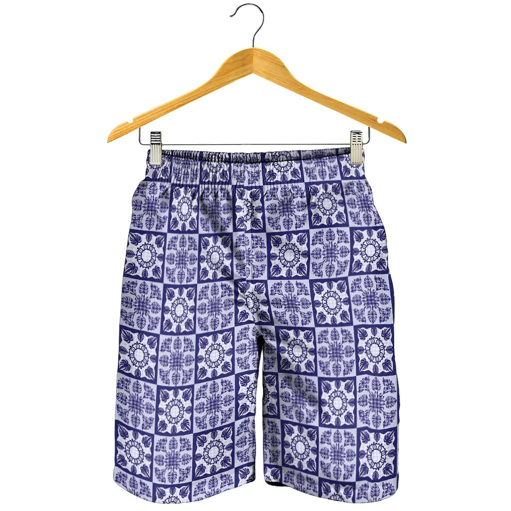 Polu Palaka Quilt Hawaii Shorts for Men Hawaiian Tropical Monstera Sea Turtle LT14 - Polynesian Pride