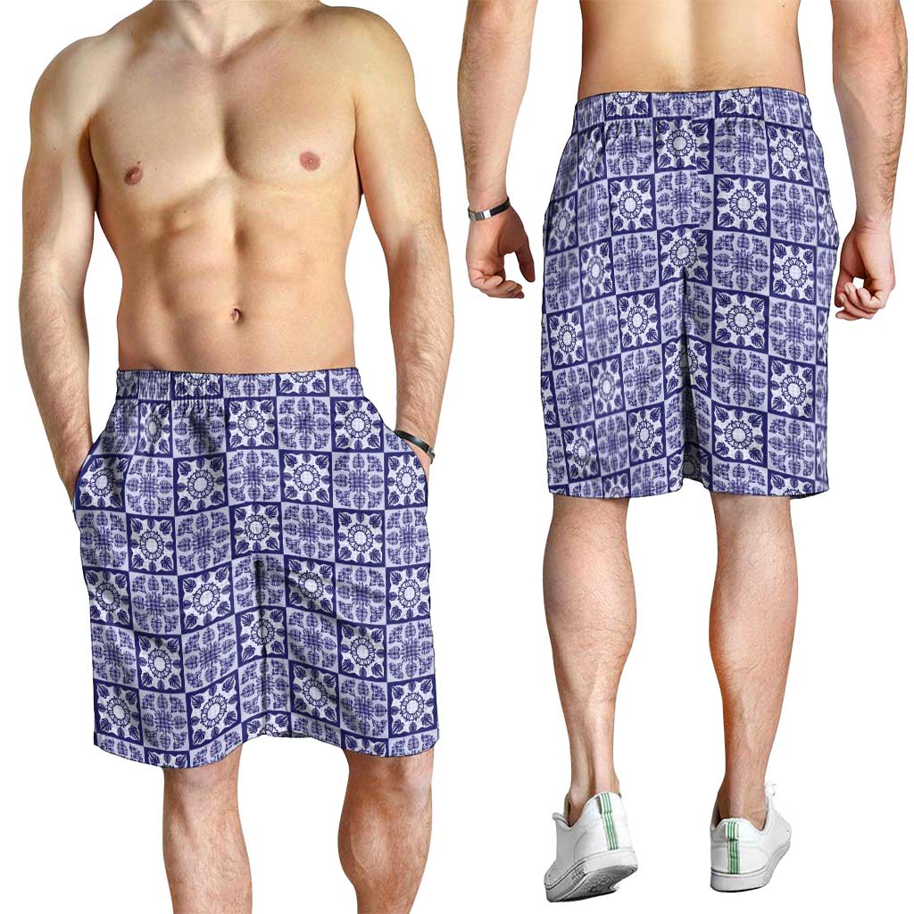 Polu Palaka Quilt Hawaii Shorts for Men Hawaiian Tropical Monstera Sea Turtle LT14 - Polynesian Pride