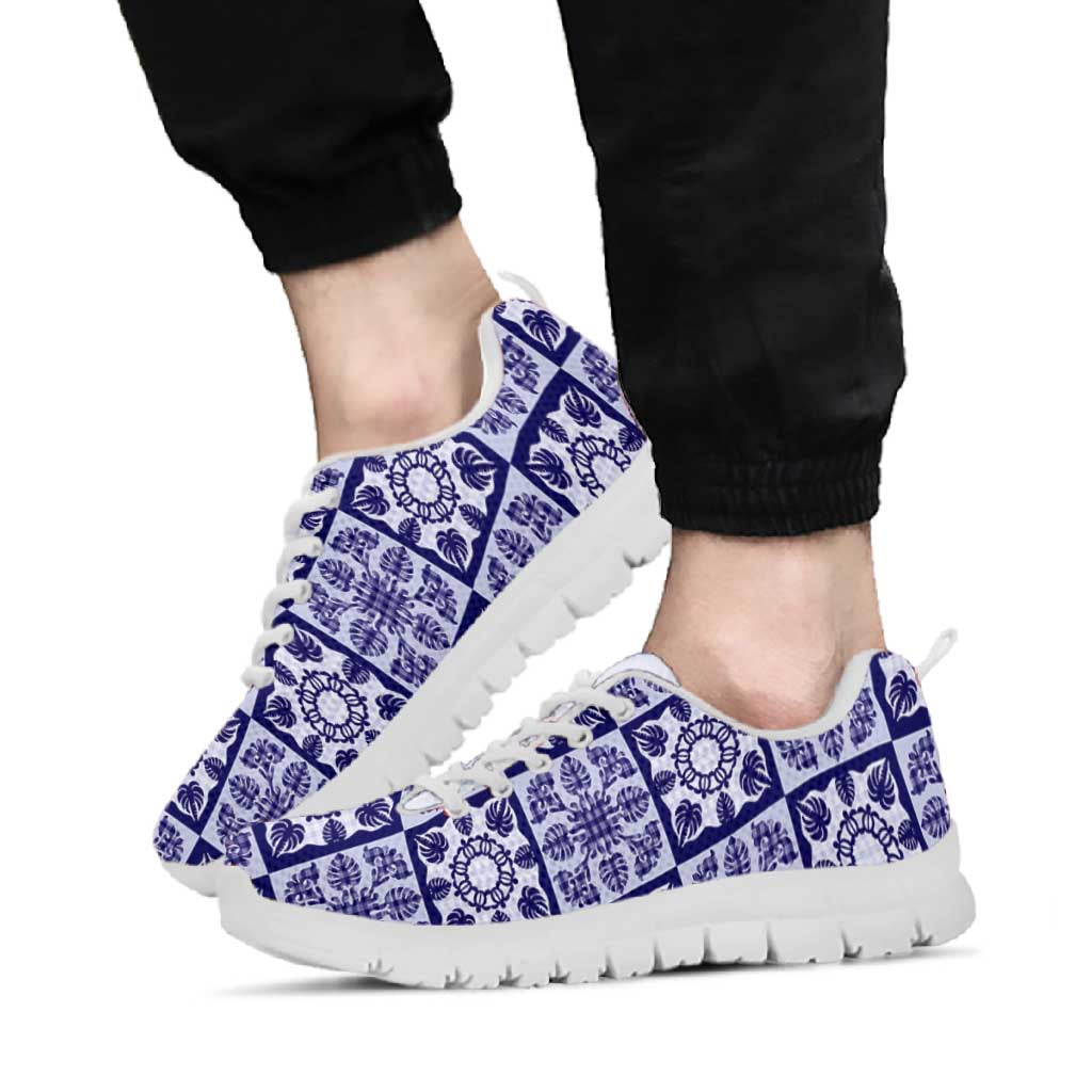 Polu Palaka Quilt Hawaii Sneakers Hawaiian Tropical Monstera Sea Turtle LT14 - Polynesian Pride