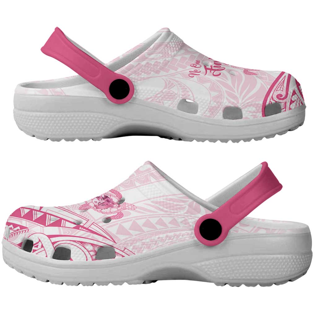 Polynesia Breast Cancer Awareness Clogs Shoes No One Fights Alone Turtle Ribbon - Black Version LT14 - Polynesian Pride