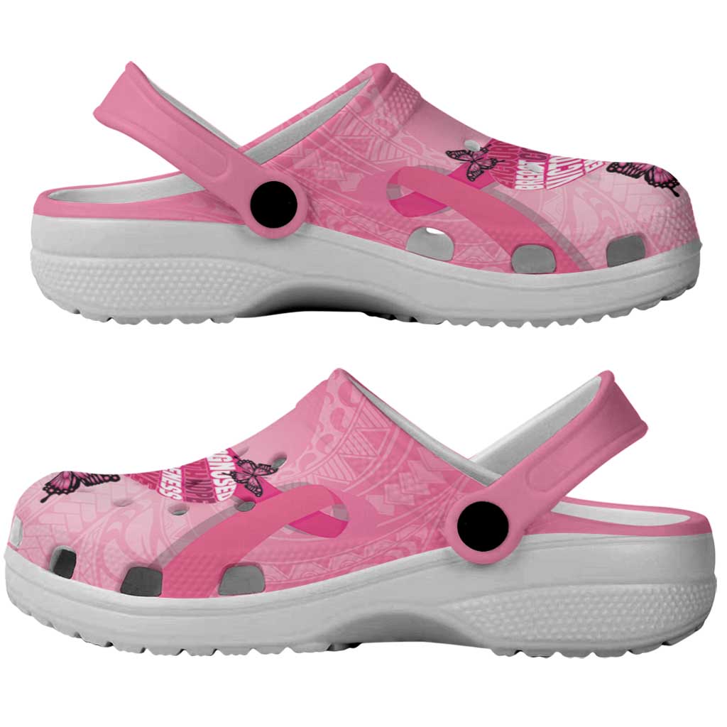 Polynesia Breast Cancer Awareness Month Clogs Shoes Pink Ribbon Mix Butterflies