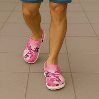 Polynesia Breast Cancer Awareness Month Clogs Shoes Pink Ribbon Mix Butterflies
