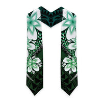 Polynesia Floral Tattoo Graduation Stole With Aqua Gradient Plumeria LT05 - Polynesian Pride