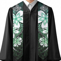 Polynesia Floral Tattoo Graduation Stole With Aqua Gradient Plumeria LT05 - Polynesian Pride