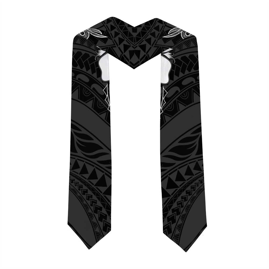 Polynesia Floral Tattoo Graduation Stole With Black Plumeria LT05 - Polynesian Pride