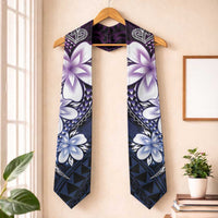 Polynesia Floral Tattoo Graduation Stole With Purple Gradient Plumeria LT05 One Size Purple - Polynesian Pride