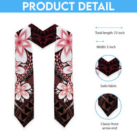 Polynesia Floral Tattoo Graduation Stole With Red Gradient Plumeria LT05 - Polynesian Pride