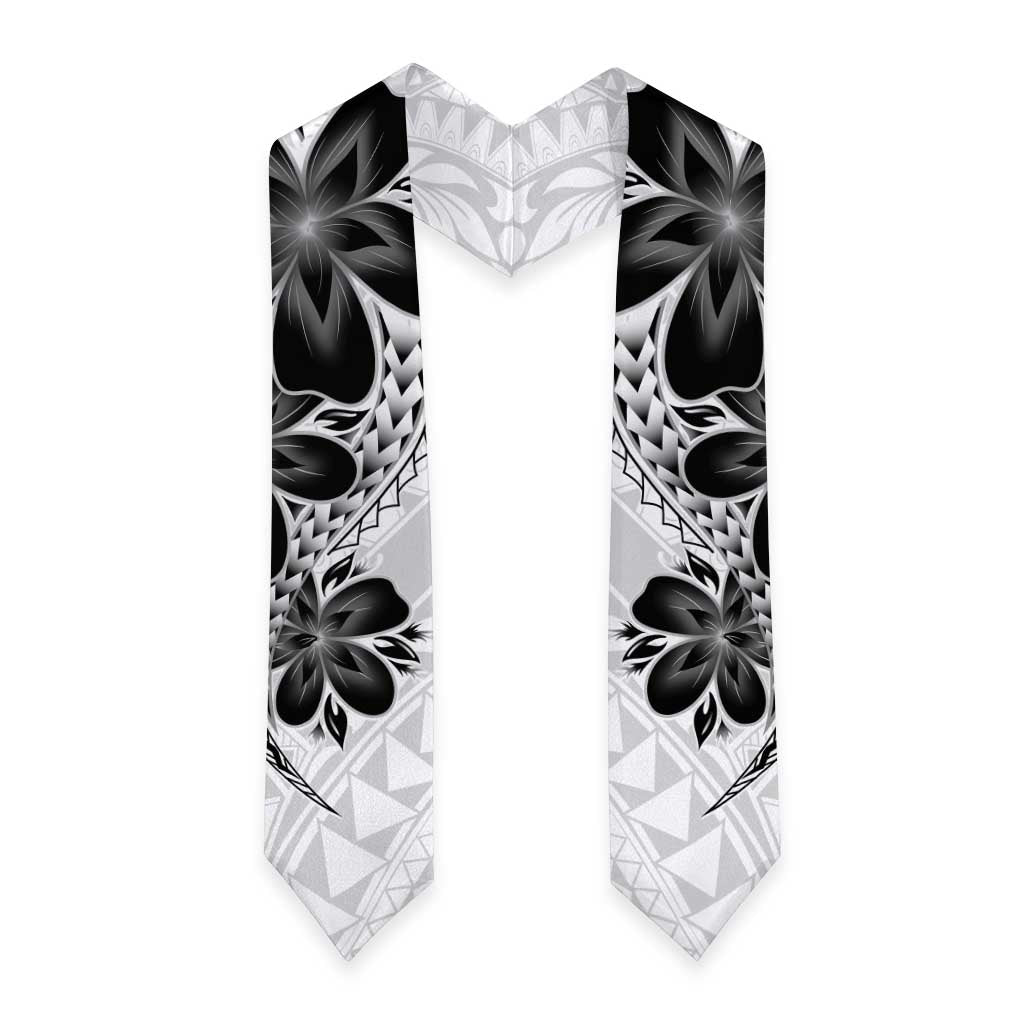 Polynesia Floral Tattoo Graduation Stole With White Plumeria LT05 - Polynesian Pride