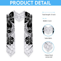 Polynesia Floral Tattoo Graduation Stole With White Plumeria LT05 - Polynesian Pride
