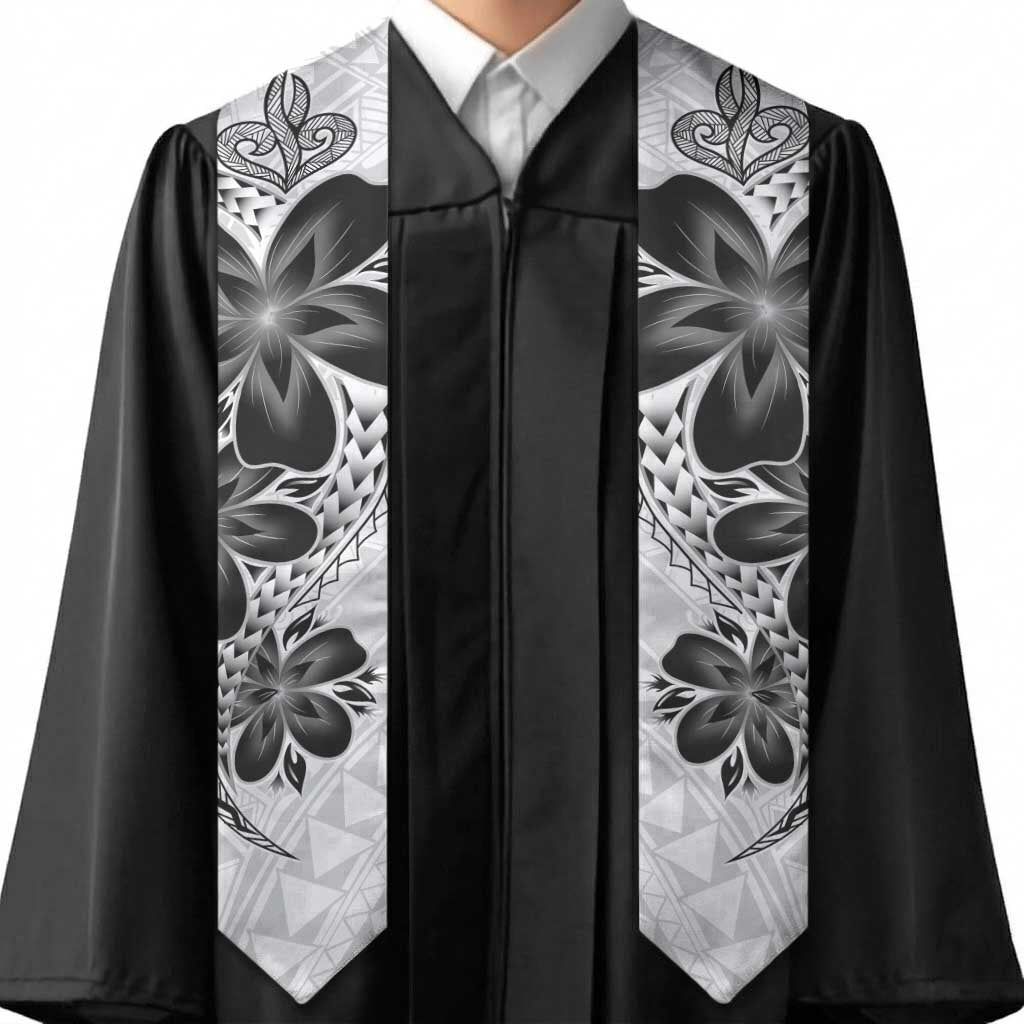 Polynesia Floral Tattoo Graduation Stole With White Plumeria LT05 - Polynesian Pride