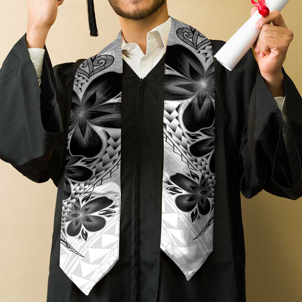 Polynesia Floral Tattoo Graduation Stole With White Plumeria LT05 - Polynesian Pride
