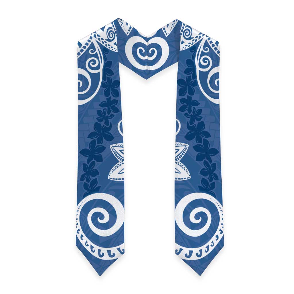 Polynesia Graduation Stole Blue Floral Pattern LT05 - Polynesian Pride