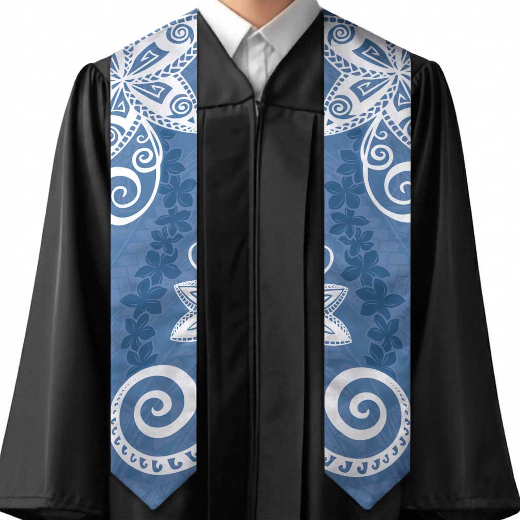 Polynesia Graduation Stole Blue Floral Pattern LT05 - Polynesian Pride