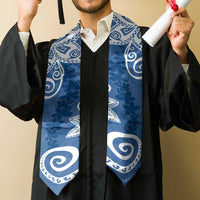 Polynesia Graduation Stole Blue Floral Pattern LT05 - Polynesian Pride