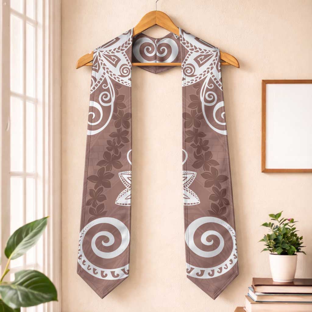Polynesia Graduation Stole Brown Floral Pattern LT05 One Size Brown - Polynesian Pride