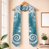 Polynesia Graduation Stole Hippie Blue Floral Pattern LT05 One Size Blue - Polynesian Pride