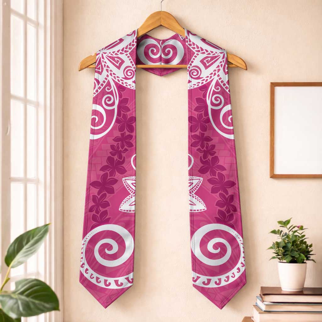 Polynesia Graduation Stole Pink Floral Pattern LT05 One Size Pink - Polynesian Pride