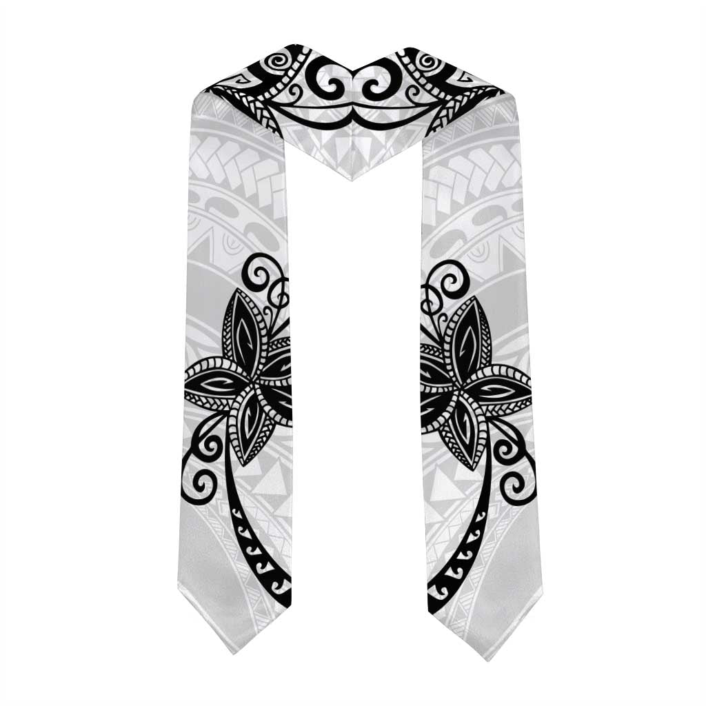 Polynesia Graduation Stole White Floral Pattern LT05 - Polynesian Pride