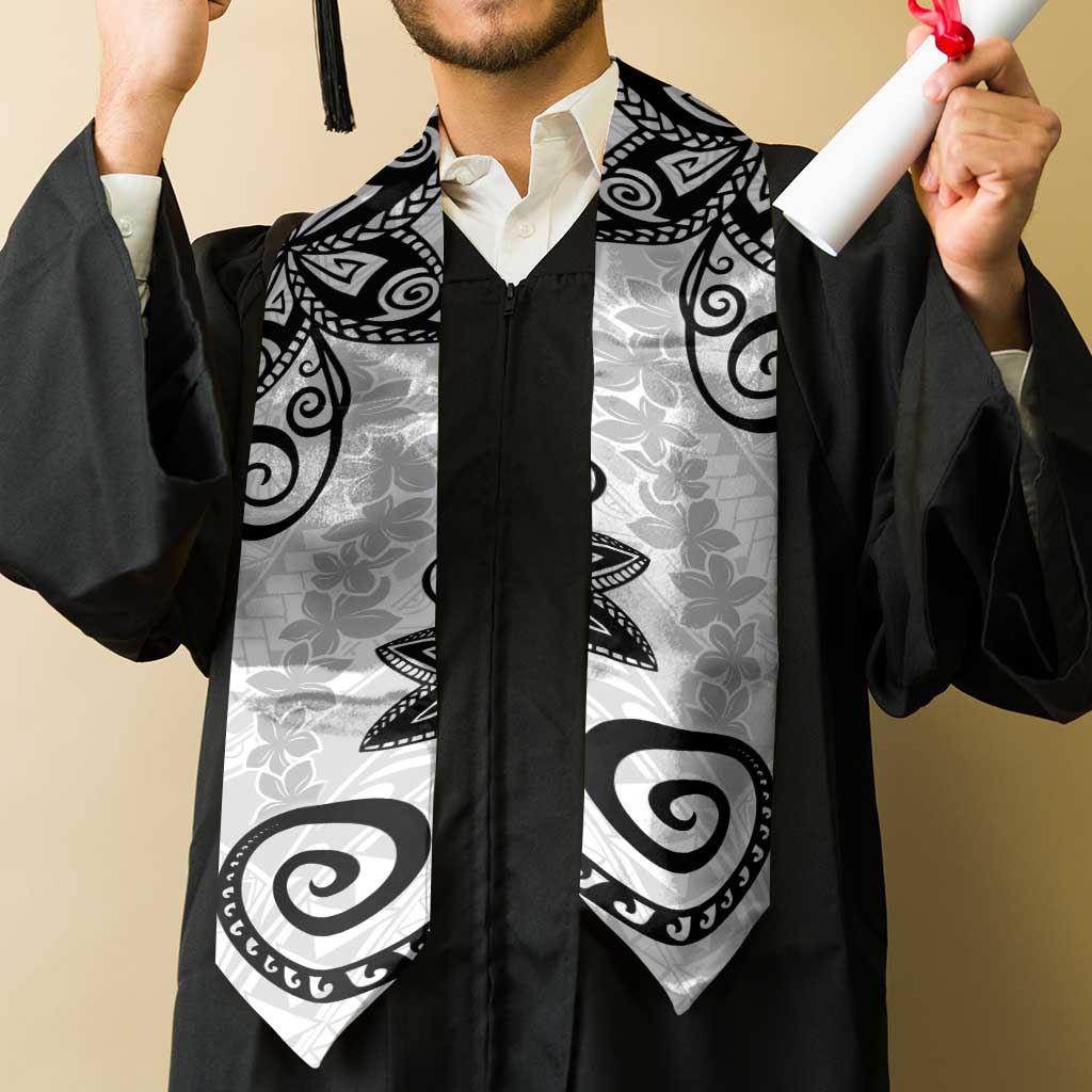 Polynesia Graduation Stole White Floral Pattern LT05 - Polynesian Pride