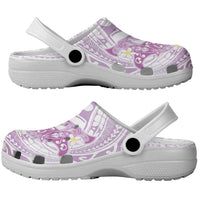 Polynesia Hammerhead Shark Clogs Shoes Tropical Flowers Tribal Pattern Lavender - Polynesian Pride