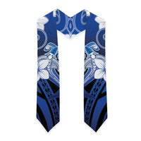 Polynesia Hammerhead Shark Graduation Stole Blue Tribal Pattern With Plumeria LT05 - Polynesian Pride