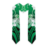 Polynesia Hammerhead Shark Graduation Stole Green Tribal Pattern With Plumeria LT05 - Polynesian Pride