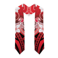 Polynesia Hammerhead Shark Graduation Stole Red Tribal Pattern With Plumeria LT05 - Polynesian Pride