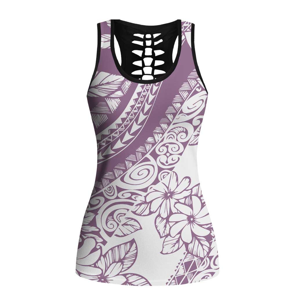 Polynesia Hollow Tank Top Polynesian Tropical Flowers Purple Pastel Vibes LT14 Female Purple - Polynesian Pride