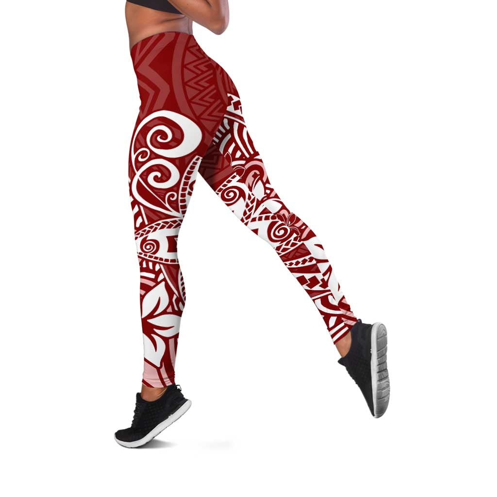 Polynesia Leggings Plumeria Red Curves