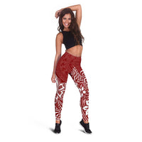 Polynesia Leggings Plumeria Red Curves