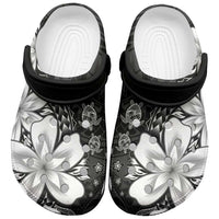 Polynesia Romantic Valentine Clogs Shoes Sea Turtle Couple With Black Plumeria LT05 Black - Polynesian Pride