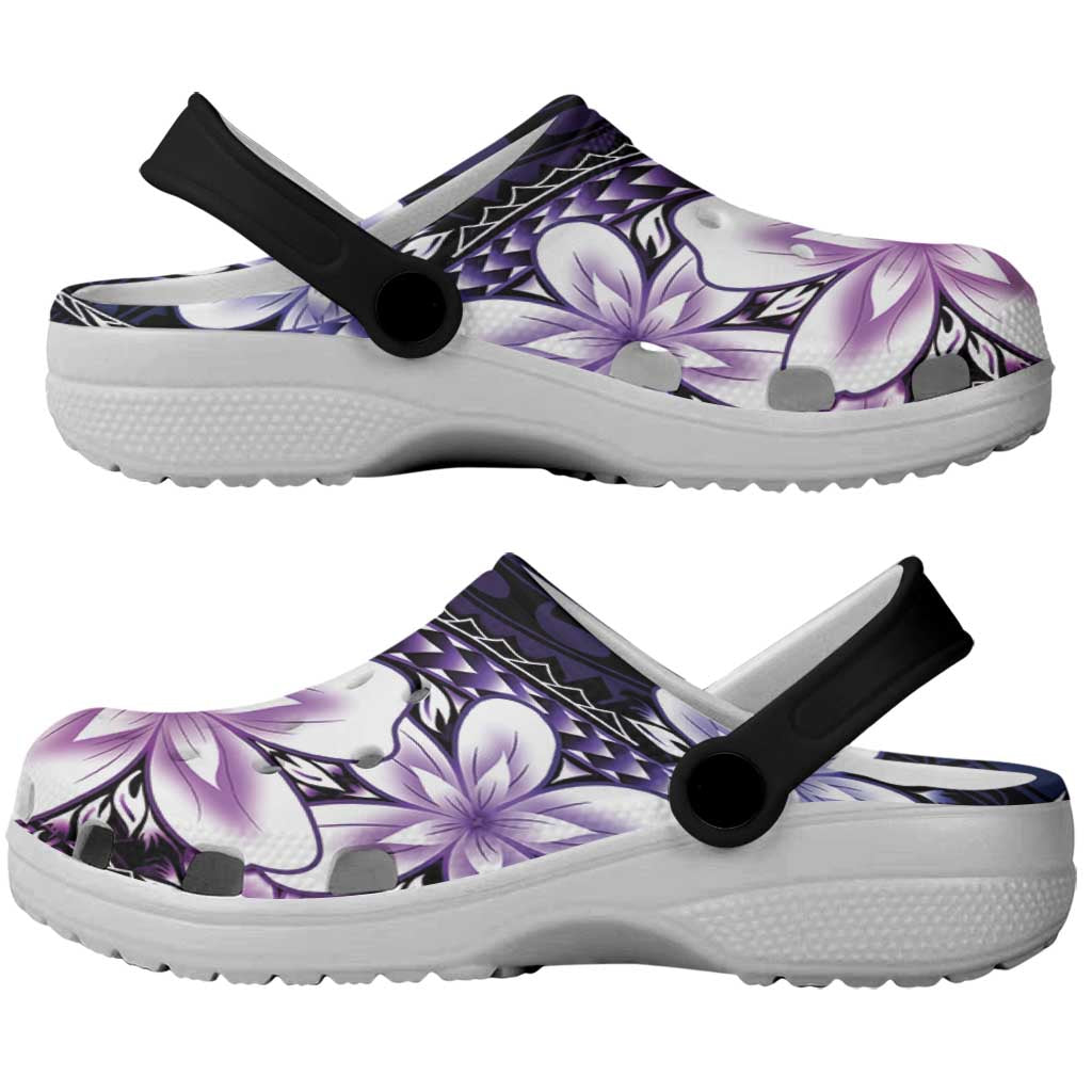 Polynesia Romantic Valentine Clogs Shoes Sea Turtle Couple With Purple Gradient Plumeria LT05 - Polynesian Pride