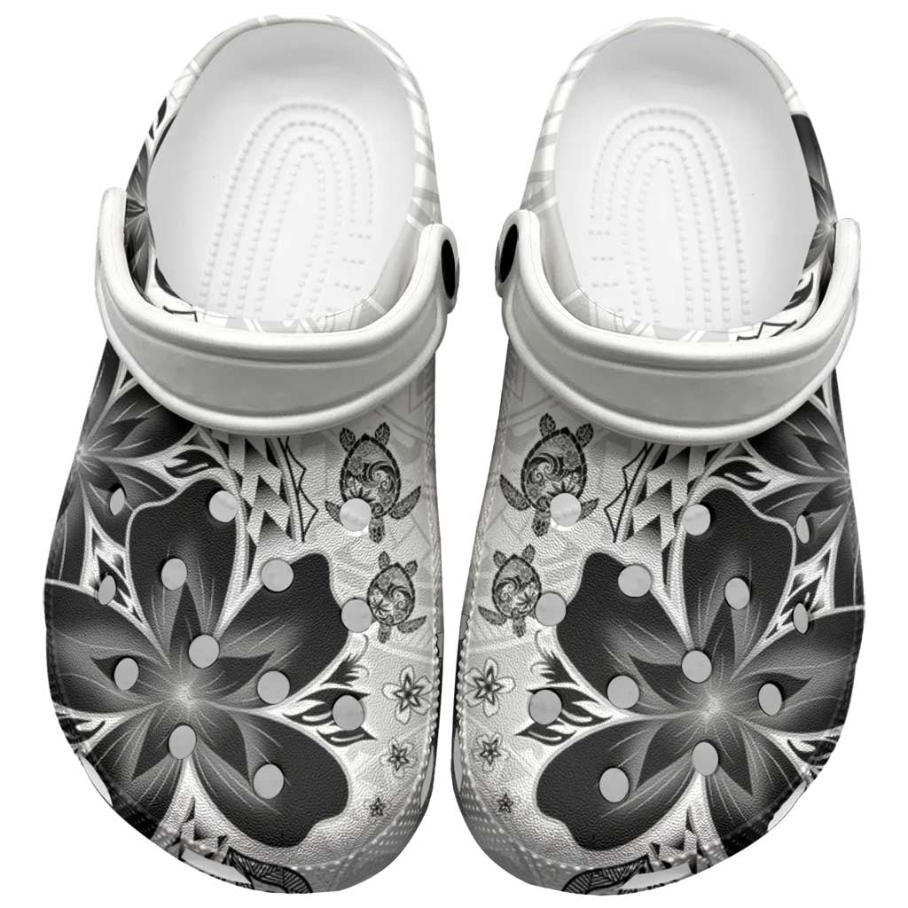 Polynesia Romantic Valentine Clogs Shoes Sea Turtle Couple With White Plumeria LT05 White - Polynesian Pride