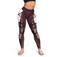 Polynesia Romantic Valentine Leggings Sea Turtle Couple With Red Gradient Plumeria LT05 - Polynesian Pride
