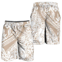 Polynesia Shorts for Men Polynesian Tropical Flowers Beige Pastel Vibes LT14 - Polynesian Pride
