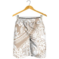 Polynesia Shorts for Men Polynesian Tropical Flowers Beige Pastel Vibes LT14 - Polynesian Pride