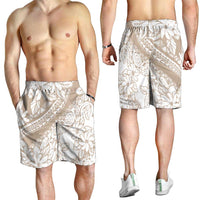 Polynesia Shorts for Men Polynesian Tropical Flowers Beige Pastel Vibes LT14 - Polynesian Pride