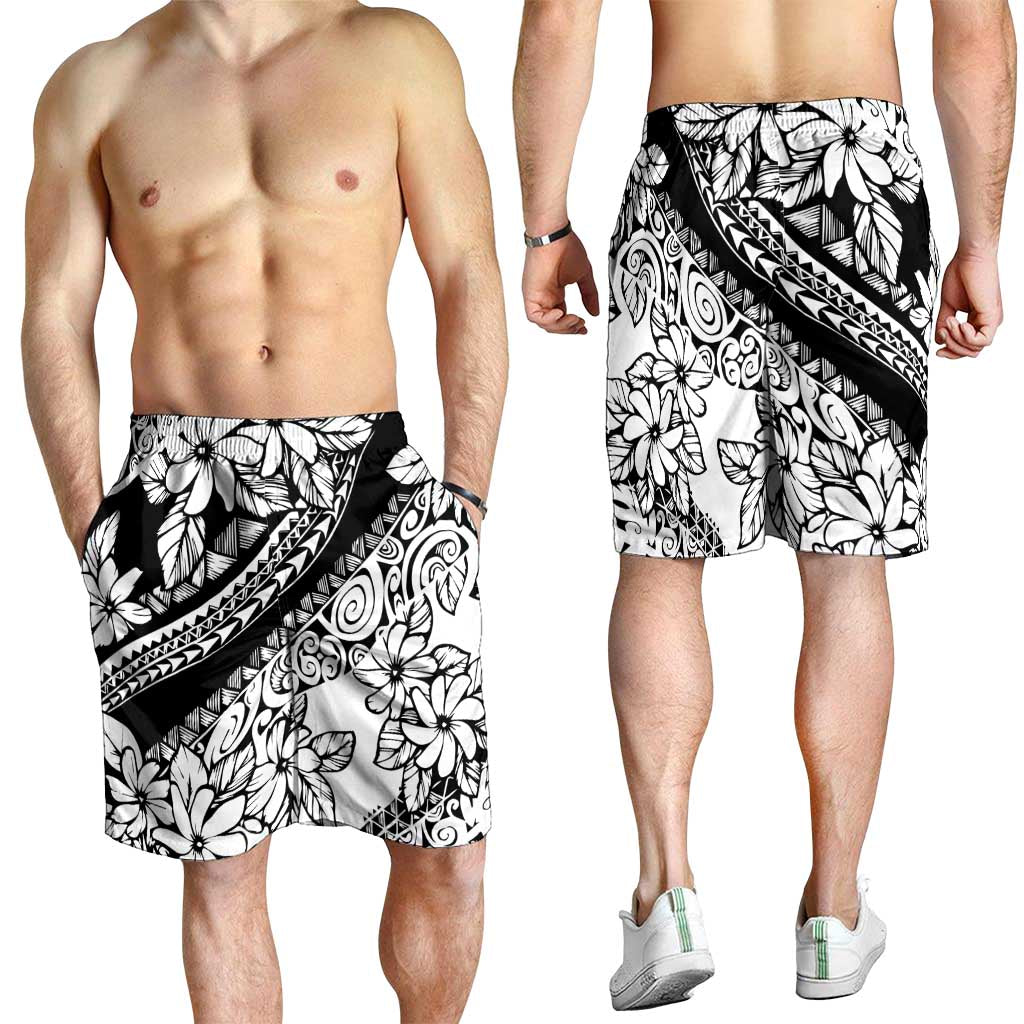 Polynesia Shorts for Men Polynesian Tropical Flowers Black Pastel Vibes LT14 - Polynesian Pride