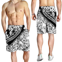 Polynesia Shorts for Men Polynesian Tropical Flowers Black Pastel Vibes LT14 - Polynesian Pride