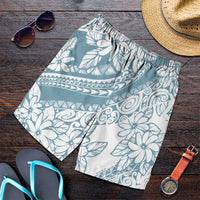 Polynesia Shorts for Men Polynesian Tropical Flowers Blue Pastel Vibes LT14 Blue - Polynesian Pride