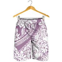 Polynesia Shorts for Men Polynesian Tropical Flowers Purple Pastel Vibes LT14 - Polynesian Pride