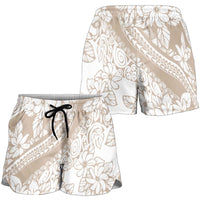Polynesia Shorts for Women Polynesian Tropical Flowers Beige Pastel Vibes LT14 - Polynesian Pride