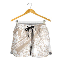 Polynesia Shorts for Women Polynesian Tropical Flowers Beige Pastel Vibes LT14 - Polynesian Pride