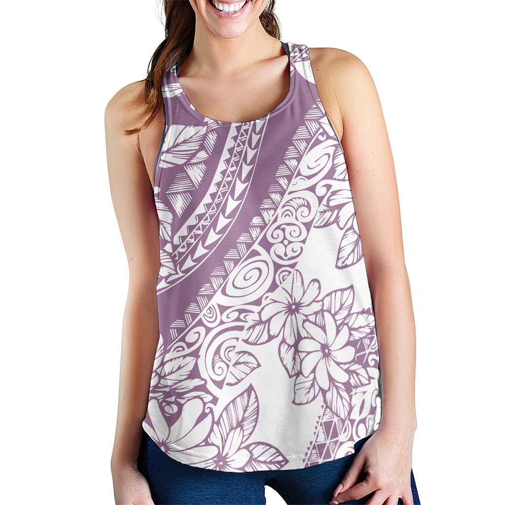 Polynesia Women Racerback Tank Polynesian Tropical Flowers Purple Pastel Vibes - Polynesian Pride