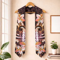 Polynesian Art Tattoo Graduation Stole Plumeria Flowers Peach Gradient LT05 One Size Peach - Polynesian Pride