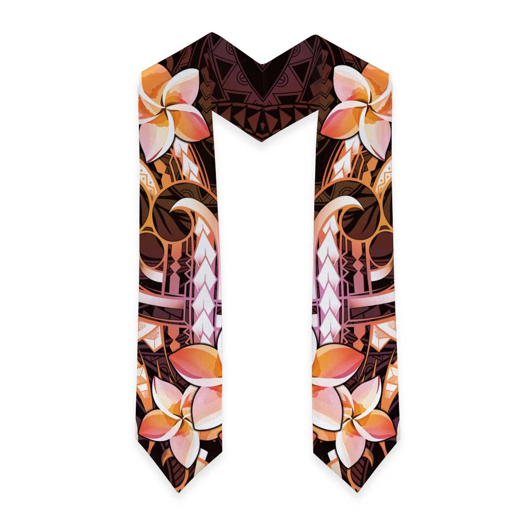 Polynesian Art Tattoo Graduation Stole Plumeria Flowers Peach Gradient LT05 - Polynesian Pride