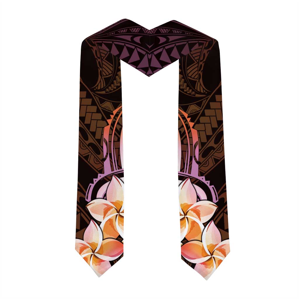 Polynesian Art Tattoo Graduation Stole Plumeria Flowers Peach Gradient LT05 - Polynesian Pride