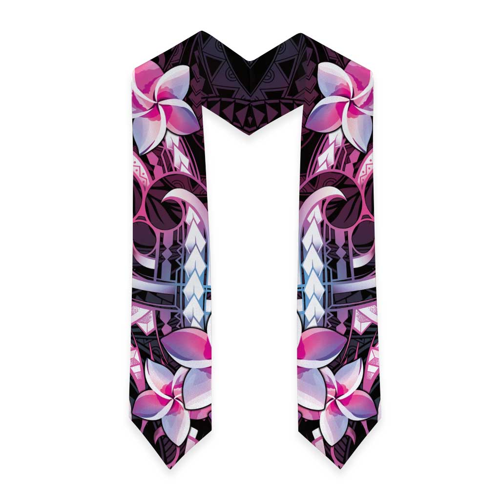 Polynesian Art Tattoo Graduation Stole Plumeria Flowers Pink Gradient LT05 - Polynesian Pride