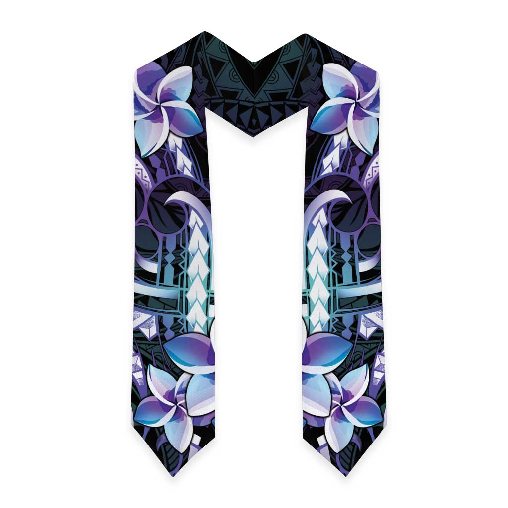 Polynesian Art Tattoo Graduation Stole Plumeria Flowers Turquoise Gradient LT05 - Polynesian Pride